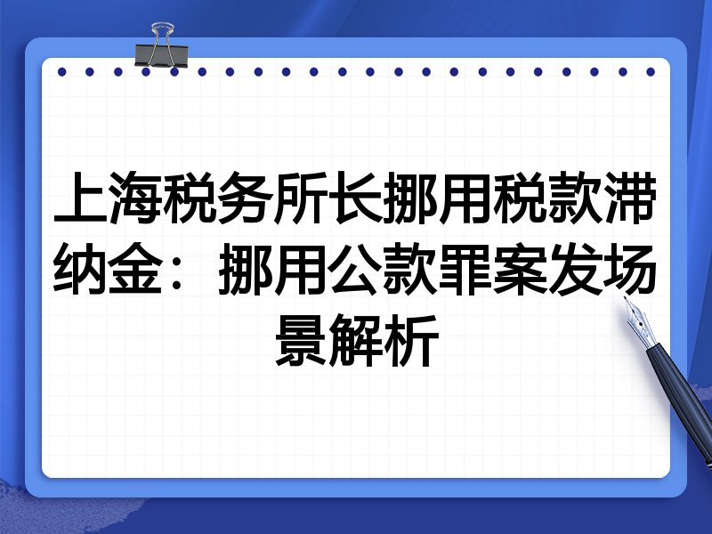 上海税务所长挪用税款滞纳金:挪用公款罪案发场景解析