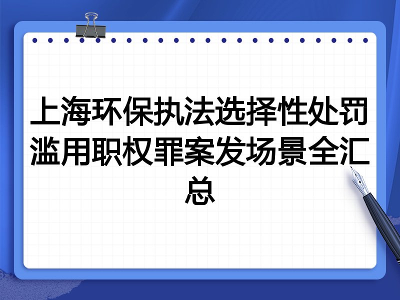 上海环保执法选择性处罚滥用职权罪案发场景全汇总