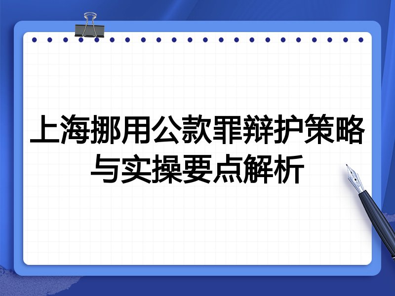 上海挪用公款罪辩护策略与实操要点解析