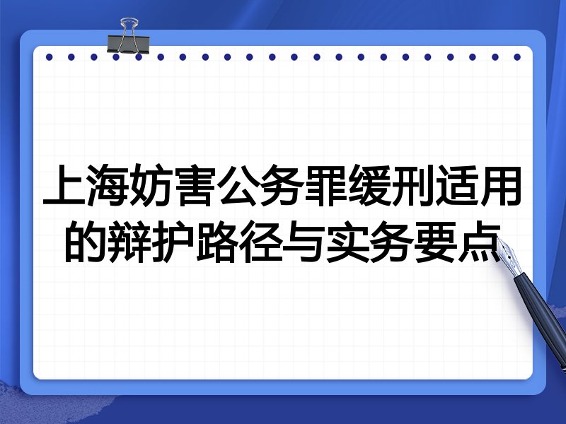上海妨害公务罪缓刑适用的辩护路径与实务要点