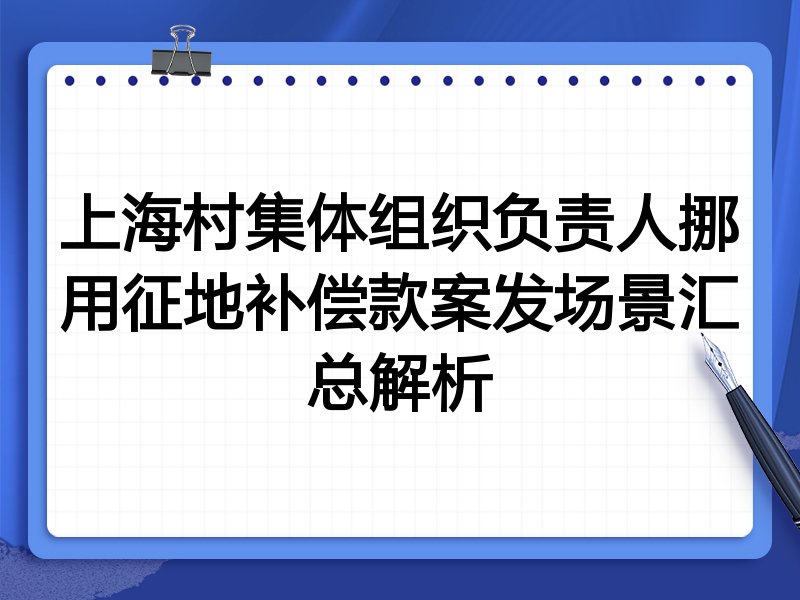 上海村集体组织负责人挪用征地补偿款案发场景汇总解析