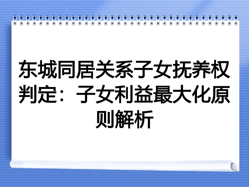 东城同居关系子女抚养权判定：子女利益最大化原则解析