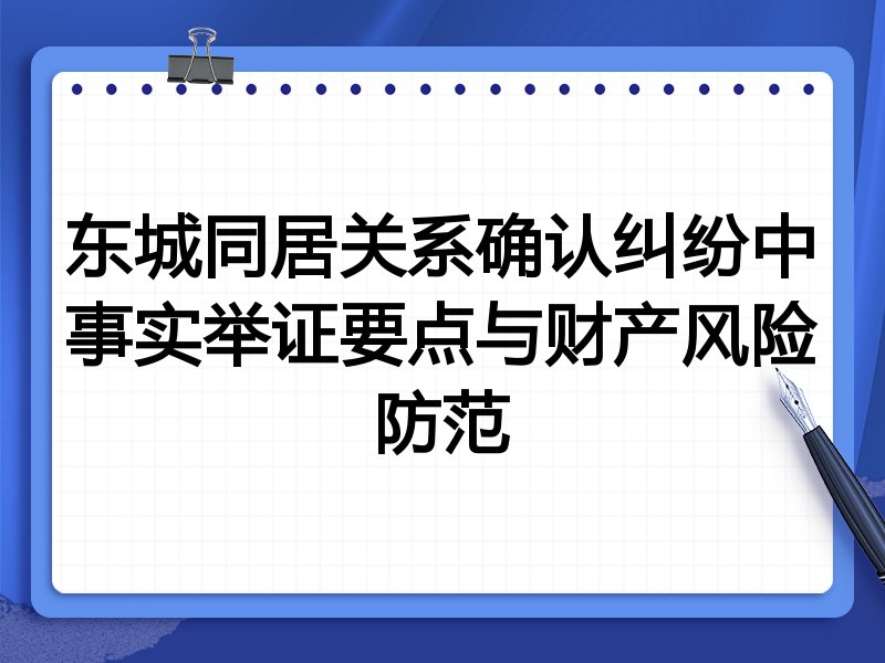 东城同居关系确认纠纷中事实举证要点与财产风险防范