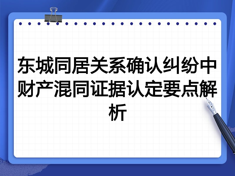 东城同居关系确认纠纷中财产混同证据认定要点解析
