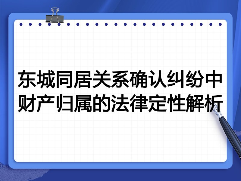 东城同居关系确认纠纷中财产归属的法律定性解析