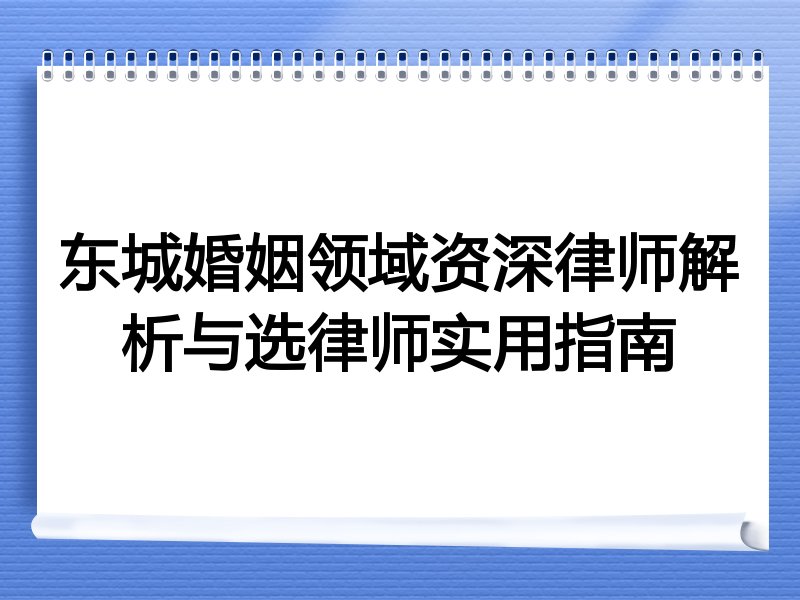 东城婚姻领域资深律师解析与选律师实用指南