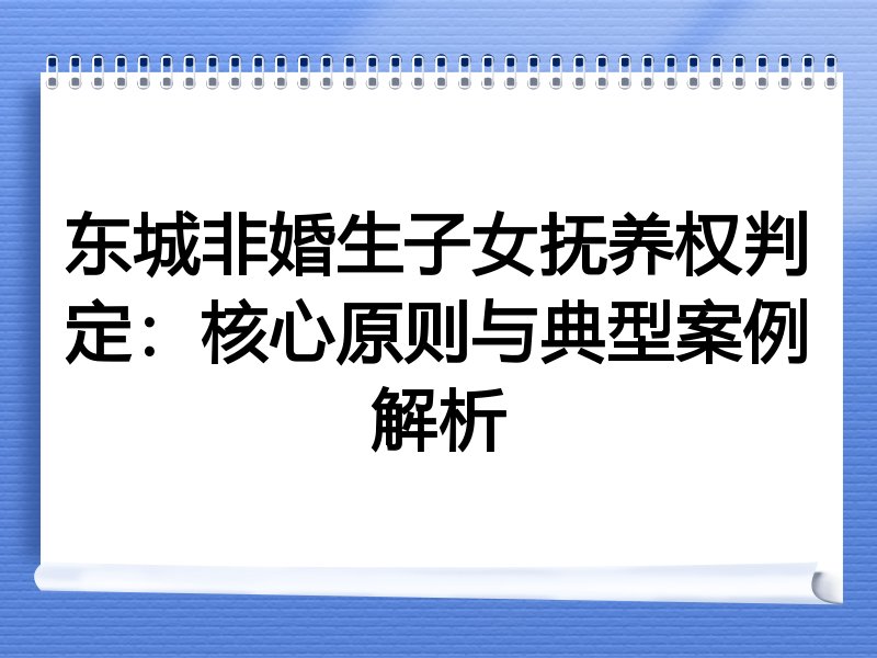 东城非婚生子女抚养权判定：核心原则与典型案例解析
