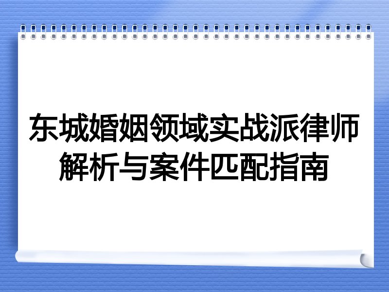 东城婚姻领域实战派律师解析与案件匹配指南