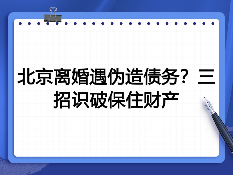 北京离婚遇伪造债务？三招识破保住财产