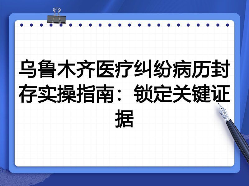 乌鲁木齐医疗纠纷病历封存实操指南:锁定关键证据