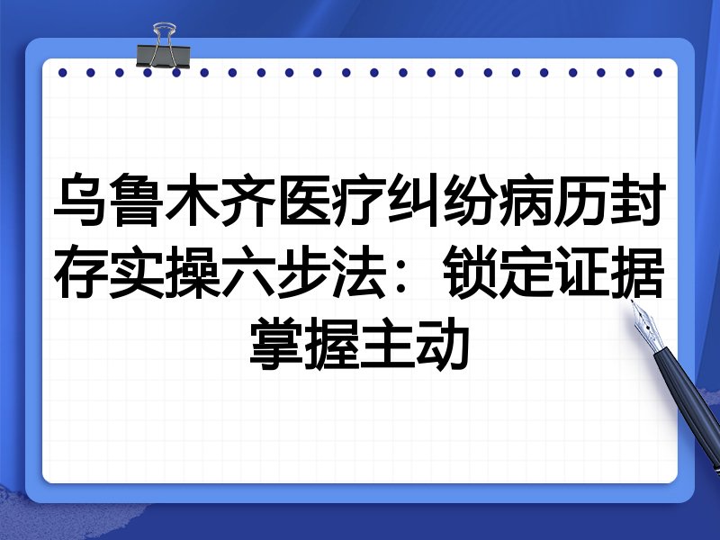 乌鲁木齐医疗纠纷病历封存实操六步法:锁定证据掌握主动