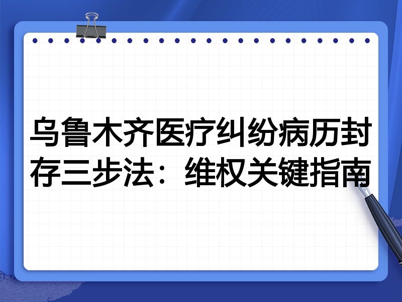 乌鲁木齐医疗纠纷病历封存三步法:维权关键指南