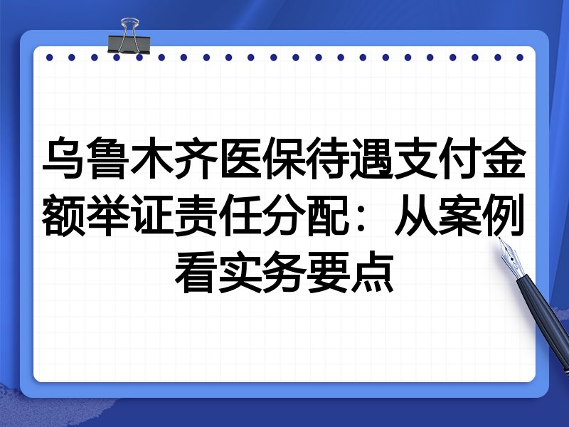 乌鲁木齐医保待遇支付金额举证责任分配:从案例看实务要点