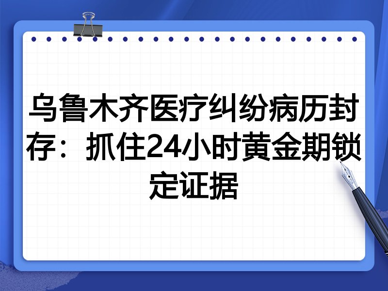 乌鲁木齐医疗纠纷病历封存:抓住24小时黄金期锁定证据