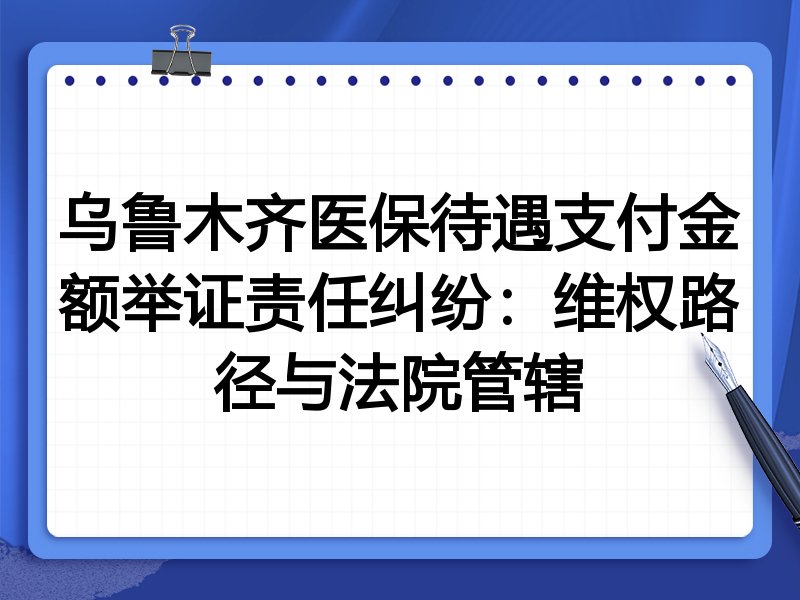 乌鲁木齐医保待遇支付金额举证责任纠纷：维权路径与法院管辖