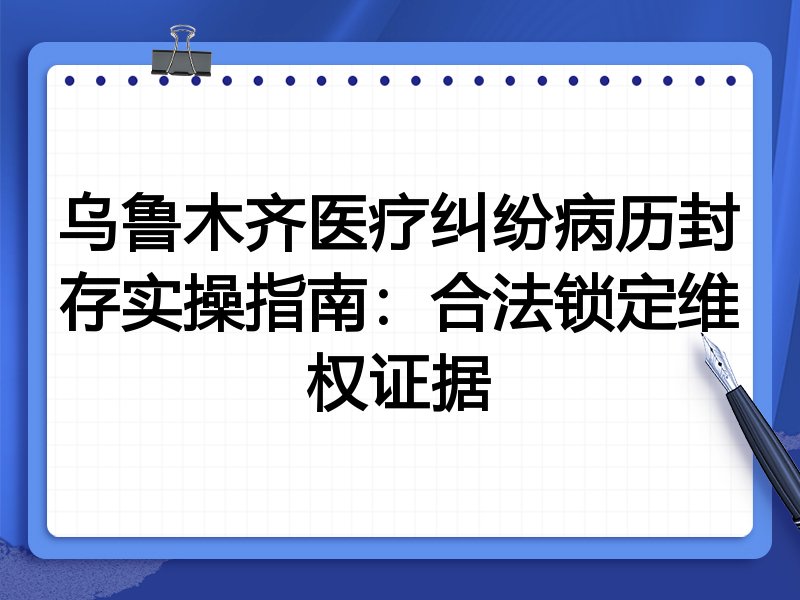 乌鲁木齐医疗纠纷病历封存实操指南:合法锁定维权证据