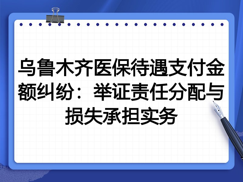 乌鲁木齐医保待遇支付金额纠纷：举证责任分配与损失承担实务