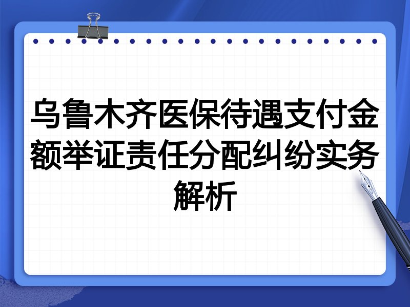 乌鲁木齐医保待遇支付金额举证责任分配纠纷实务解析
