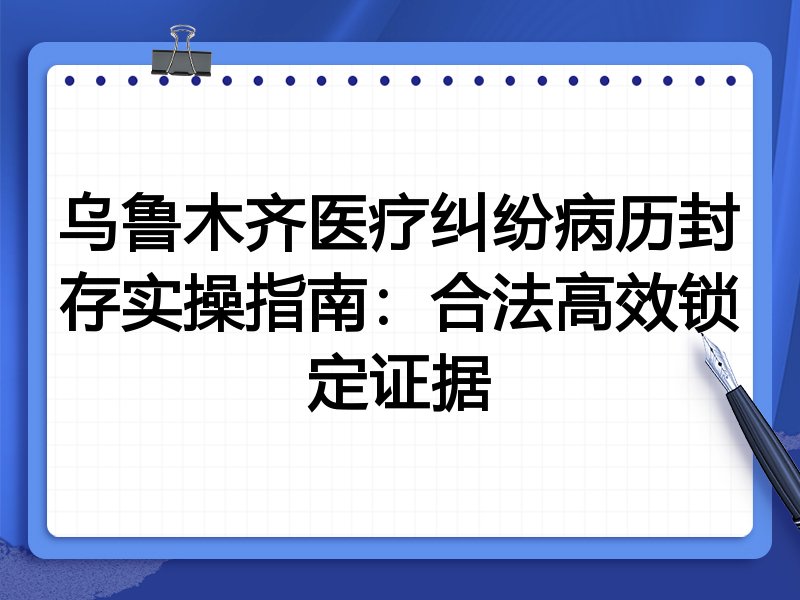 乌鲁木齐医疗纠纷病历封存实操指南：合法高效锁定证据