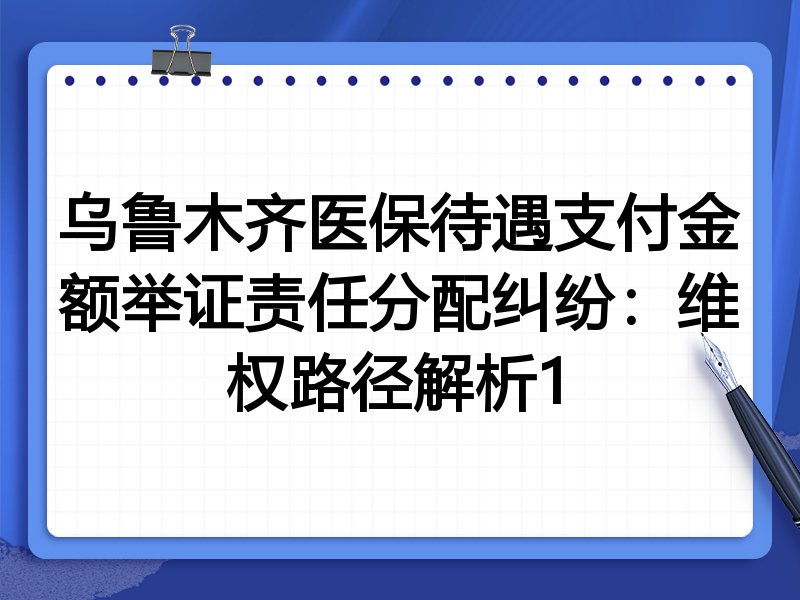 乌鲁木齐医保待遇支付金额举证责任分配纠纷:维权路径解析1
