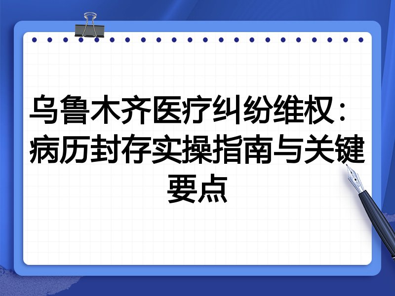 乌鲁木齐医疗纠纷维权:病历封存实操指南与关键要点