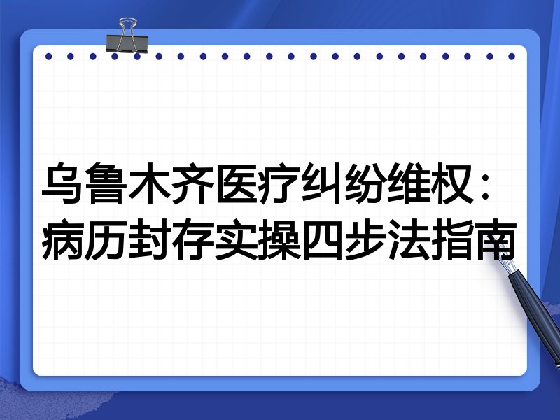 乌鲁木齐医疗纠纷维权:病历封存实操四步法指南