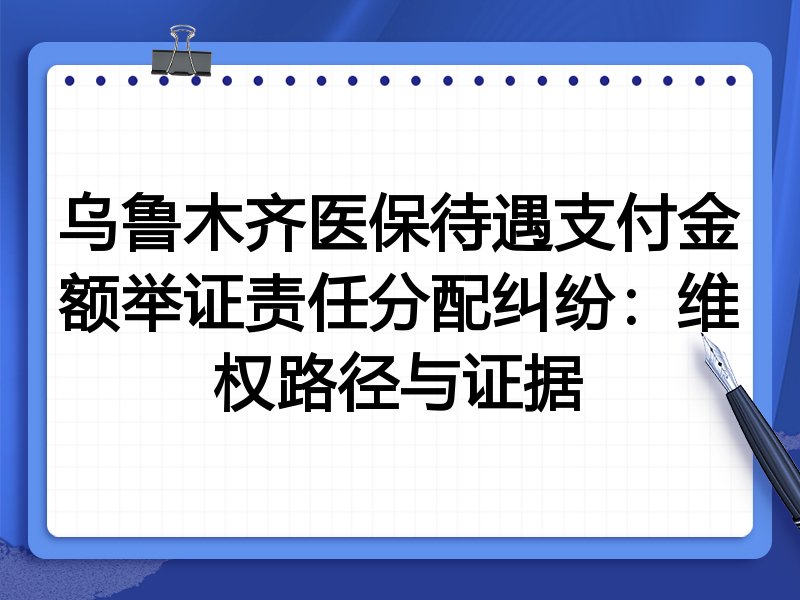 乌鲁木齐医保待遇支付金额举证责任分配纠纷:维权路径与证据