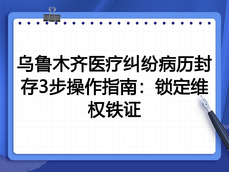 乌鲁木齐医疗纠纷病历封存3步操作指南:锁定维权铁证