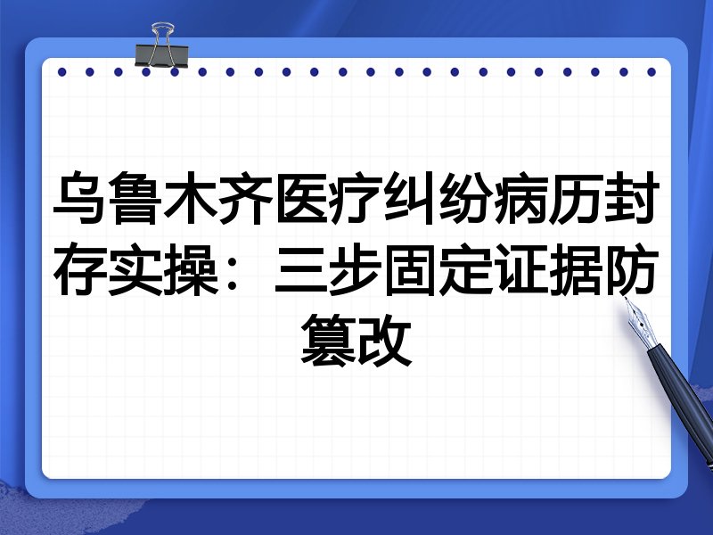 乌鲁木齐医疗纠纷病历封存实操:三步固定证据防篡改