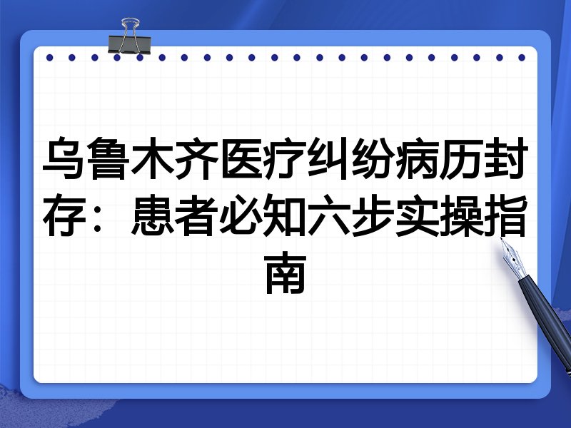 乌鲁木齐医疗纠纷病历封存:患者必知六步实操指南