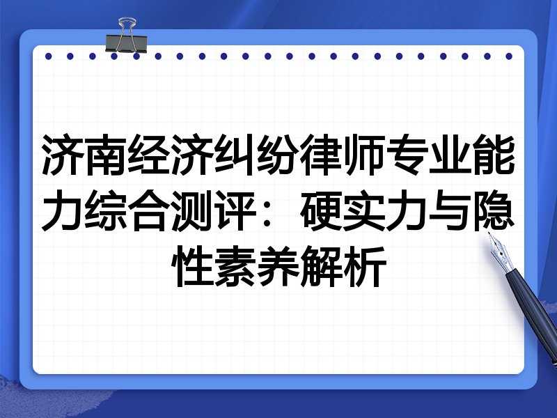 济南经济纠纷律师专业能力综合测评：硬实力与隐性素养解析