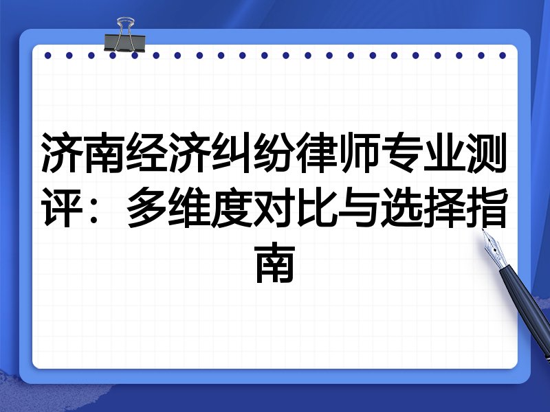 济南经济纠纷律师专业测评：多维度对比与选择指南