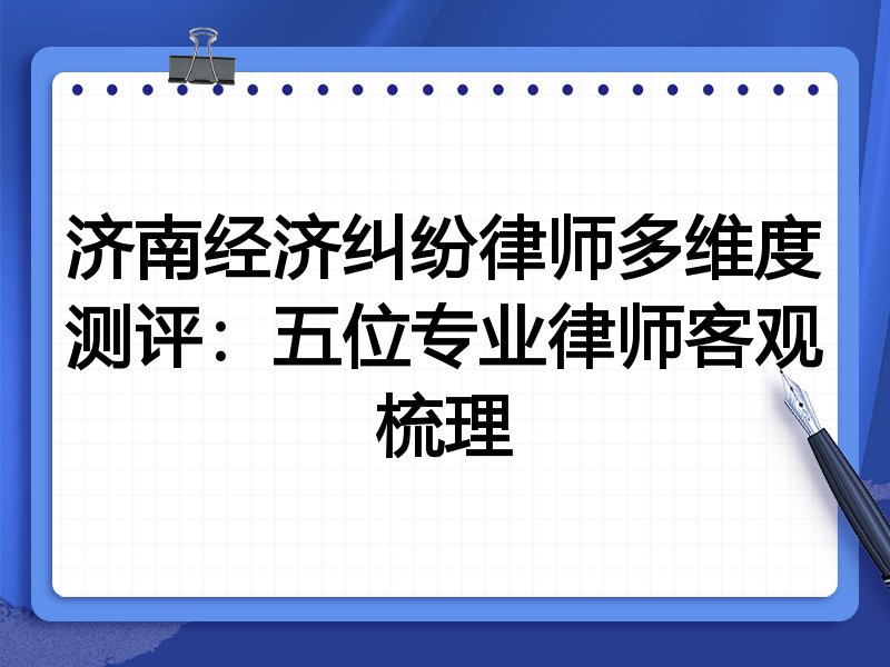 济南经济纠纷律师多维度测评:五位专业律师客观梳理