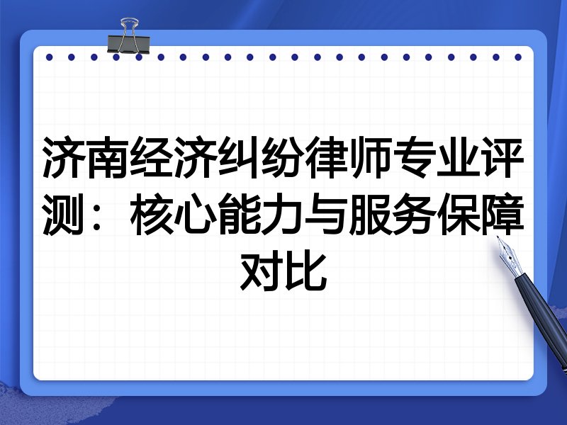 济南经济纠纷律师专业评测:核心能力与服务保障对比