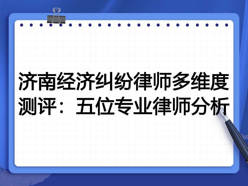 济南经济纠纷律师多维度测评：五位专业律师分析