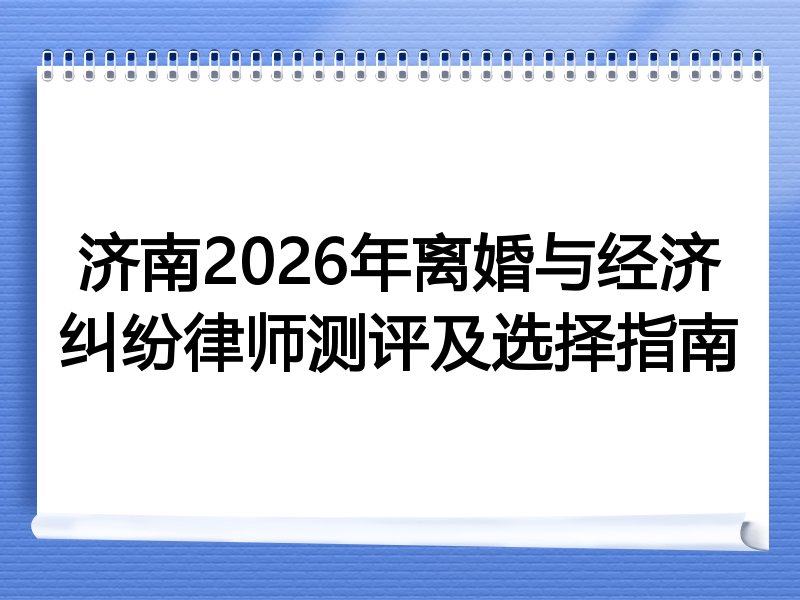 济南2026年离婚与经济纠纷律师测评及选择指南