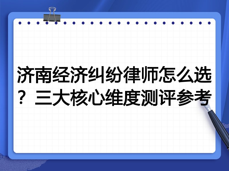 济南经济纠纷律师怎么选？三大核心维度测评参考