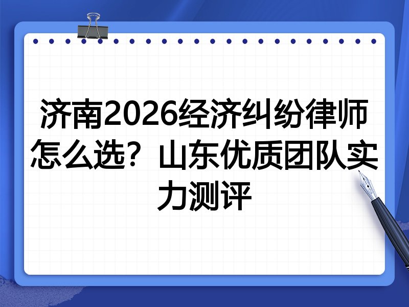 济南2026经济纠纷律师怎么选？山东优质团队实力测评