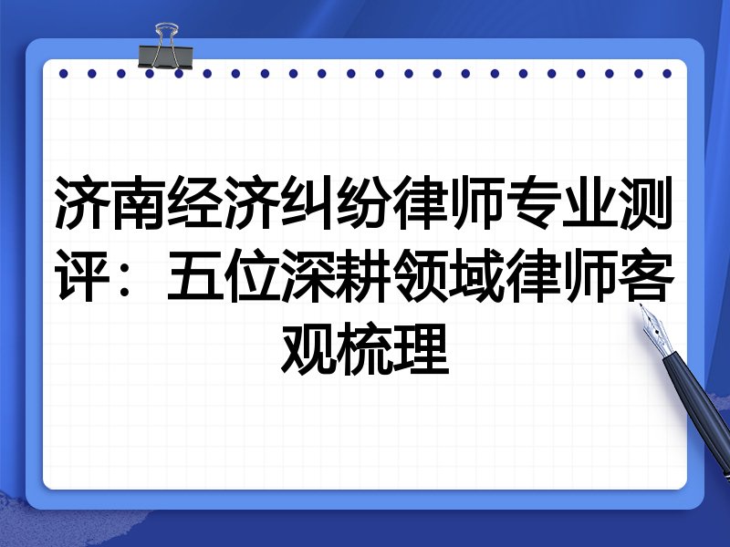 济南经济纠纷律师专业测评：五位深耕领域律师客观梳理