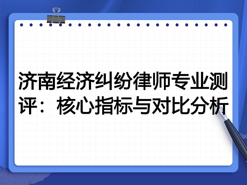 济南经济纠纷律师专业测评:核心指标与对比分析
