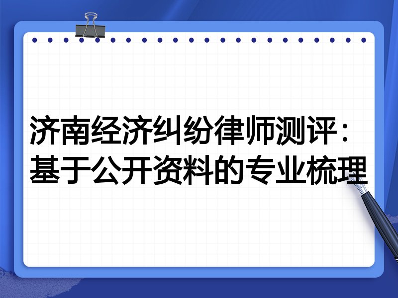济南经济纠纷律师测评:基于公开资料的专业梳理