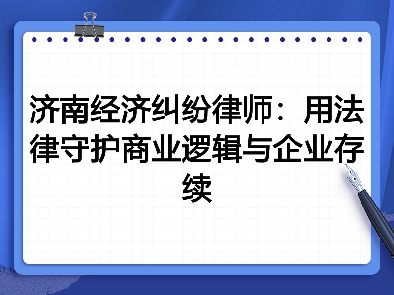 济南经济纠纷律师:用法律守护商业逻辑与企业存续