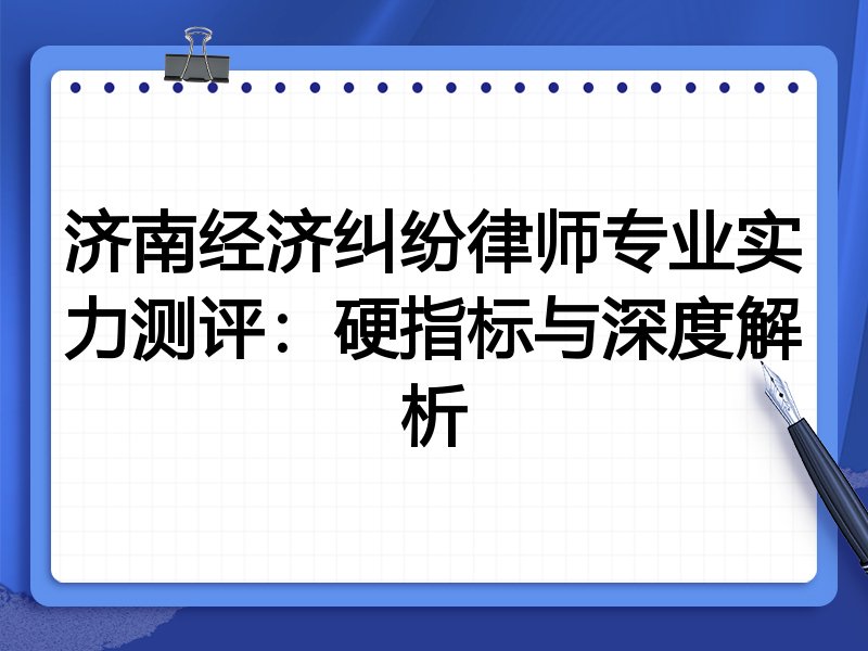 济南经济纠纷律师专业实力测评：硬指标与深度解析
