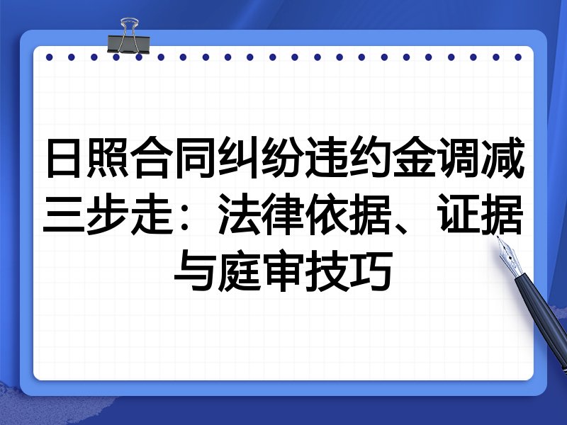 日照合同纠纷违约金调减三步走:法律依据、证据与庭审技巧