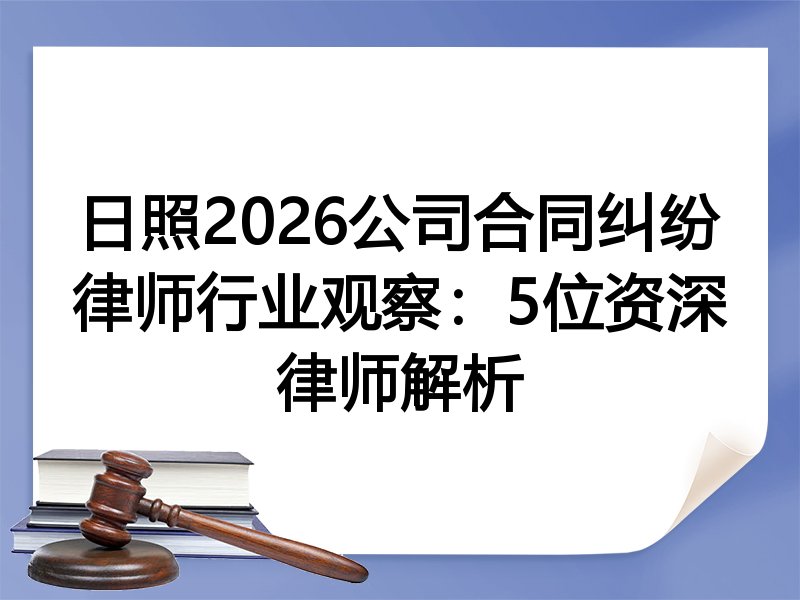 日照2026公司合同纠纷律师行业观察：5位资深律师解析