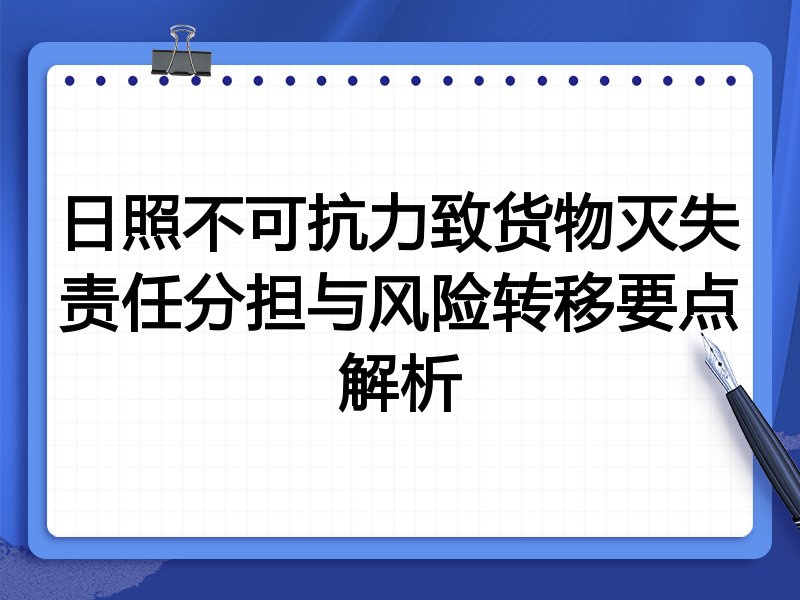 日照不可抗力致货物灭失责任分担与风险转移要点解析