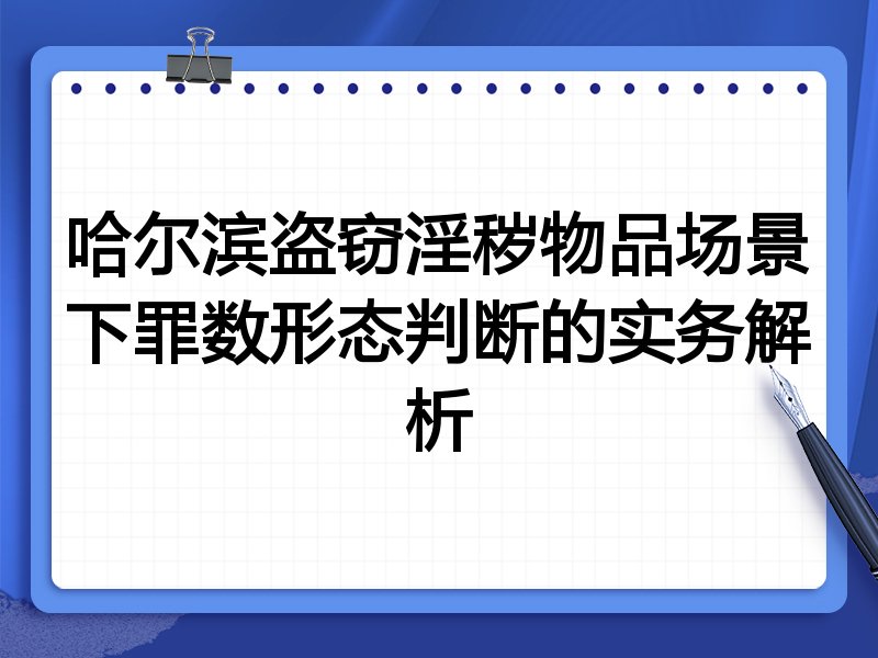 哈尔滨盗窃淫秽物品场景下罪数形态判断的实务解析