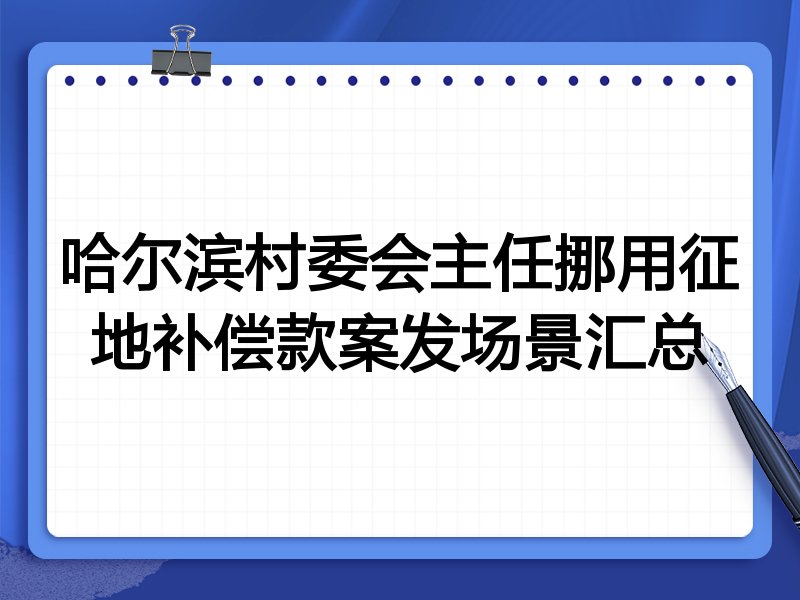 哈尔滨村委会主任挪用征地补偿款案发场景汇总