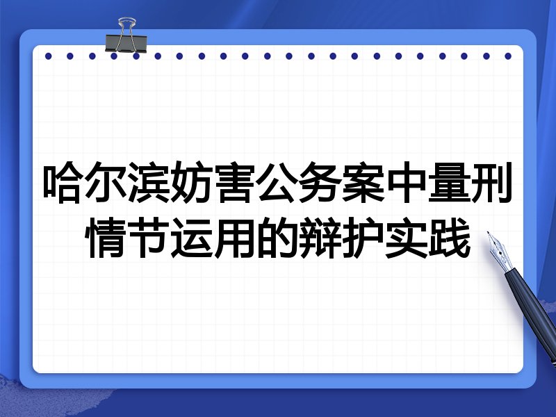 哈尔滨妨害公务案中量刑情节运用的辩护实践