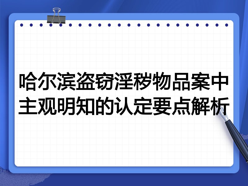 哈尔滨盗窃淫秽物品案中主观明知的认定要点解析